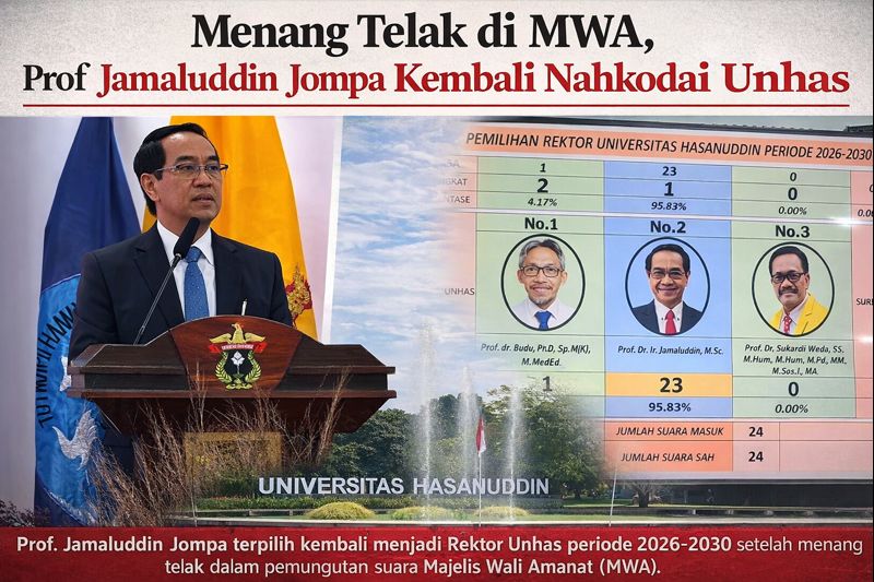 PROF JAMALUDDIN JOMPA KEMBALI TERPILIH SEBAGAI REKTOR UNHAS PERIODE 2026–2030