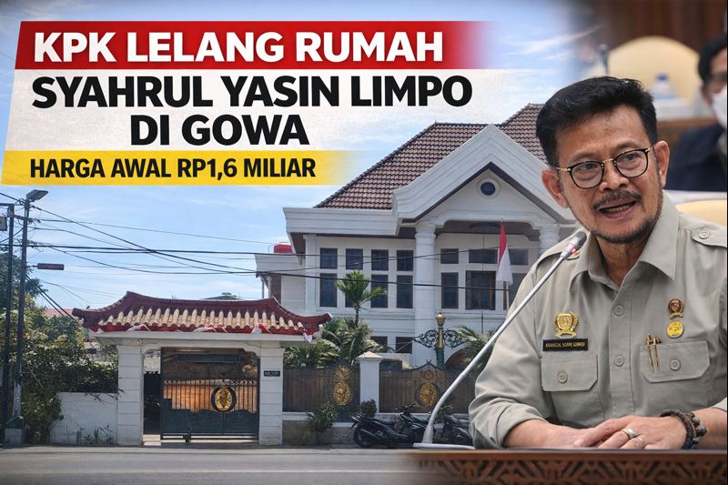 KPK Lelang Rumah Syahrul Yasin Limpo di Gowa, Harga Awal Rp1,6 Miliar, Bagian dari Eksekusi Putusan Korupsi