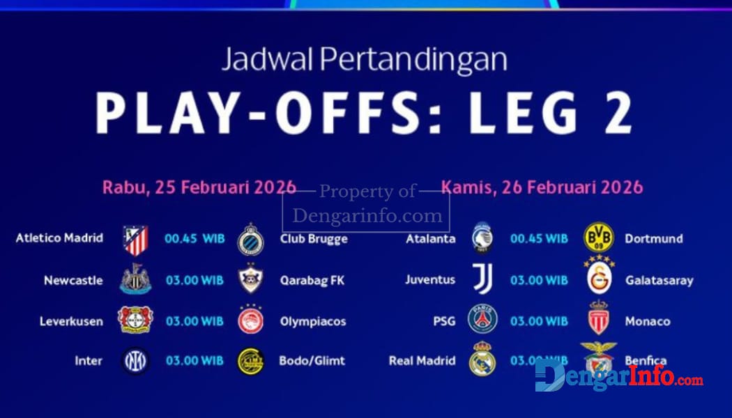 Jadwal Leg Kedua Play-off Liga Champions 2025/2026: Madrid, Juventus, dan Inter Berjuang Lolos ke 16 Besar